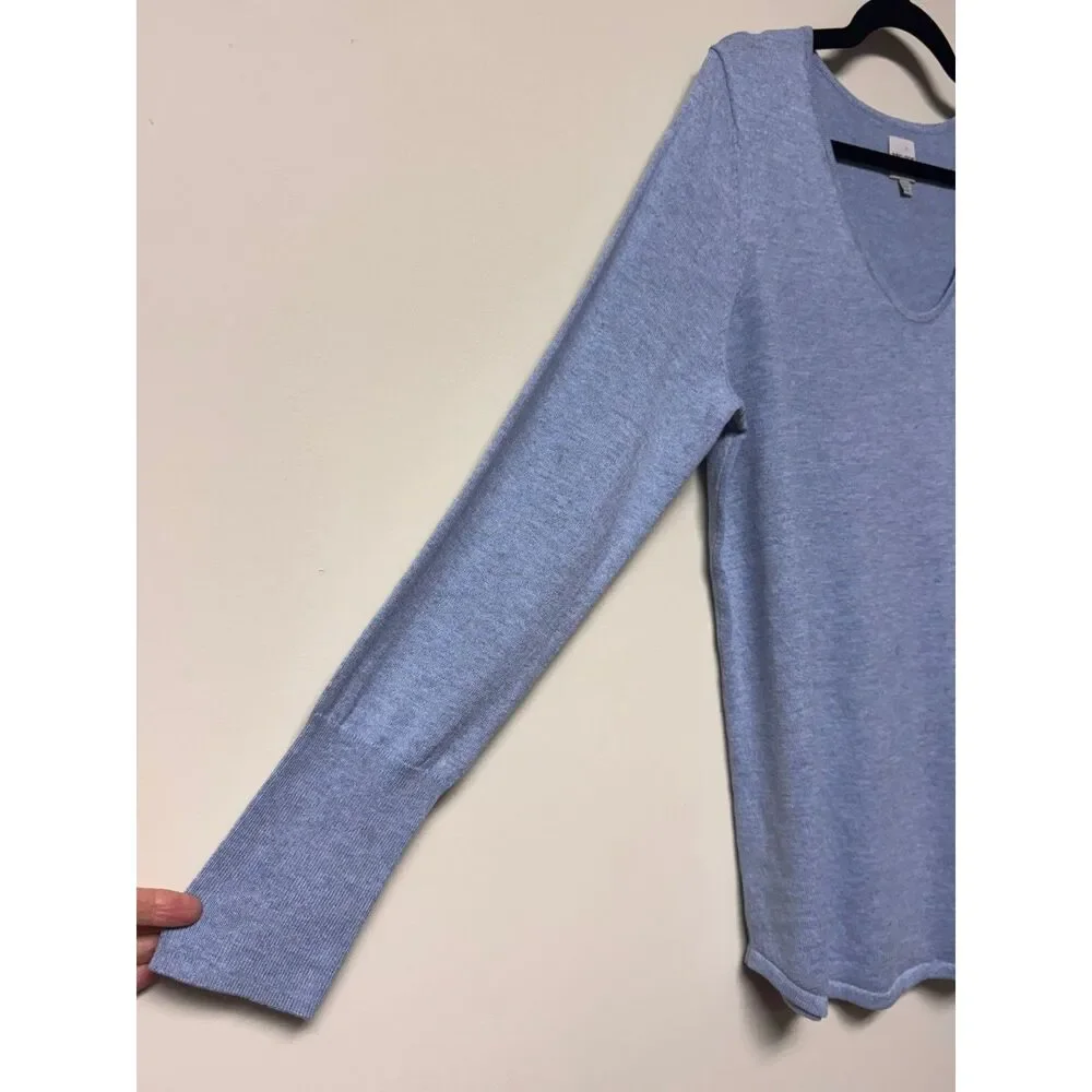 NIC + ZOE Vital V-Neck Sweater, Light Blue, Sz L